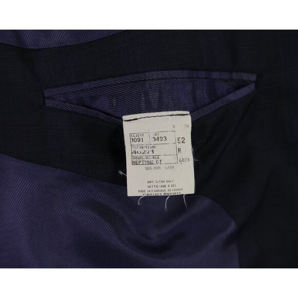 Jack Victor Black Navy Blue Tartan Plaid 2-Btn Sportcoat Blazer Jacket 52R - Picture 9 of 9